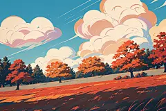 金色系暖色秋日秋季插画背景图