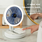 USB Charging Foldable Table Fan Wall Mounted Hanging Ceiling Fan with LED Light 4 Speed Adjustable For Home Room Air Cooler Fan