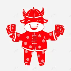 2021年牛年剪纸红色新年春节喜庆插画窗花AI矢量 免抠png 设计图片 免费下载 页面网页 平面电商 创意素材