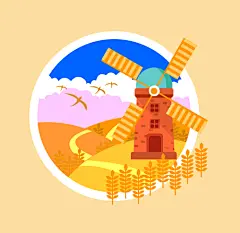 扁平风车麦地