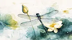 蜻蜓荷花插画高清模板免费下载-趣麦麦图