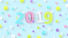 2019年新年壁纸。3 d背景。抽象的三维形状。土猪年。寒假。新年快乐海报。极简主义。时尚现代的插图