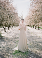 Romantic high fashion bridal inspiration in a blooming almond orchard | Southern California Wedding Inspiration : Inspired by the romantic blooming almond orchard, which symbolises purity, strength and hope, this wedding shoot by Southern California weddi