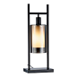 Adesso - Adesso Revere Table Lantern - Painted black metal table lantern has a rectangular base from which two vertical poles extend. A horizontal pole connects the two, creating a frame from which a smoked mercury glass cylinder is suspended. The off-whi