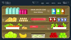 架子,鱼类,商店,水果,蔬菜,奶制品,食品杂货,送货上门,零售,设计