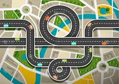 交通,路线图,公路,航拍视角,矢量,街道,汽车,城镇,路,标志