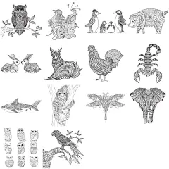 线描动物图腾手绘花朵曲线画芯图库平面设计素材EPS矢量AI独角兽-淘宝网