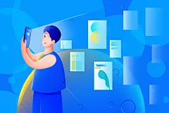 卡通手机创作插画