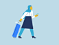 Travel illustration motion graphics loop motion animated facebook character animation after effects 2d walkcycle travel luggage