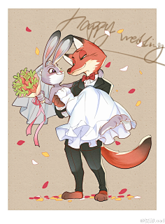 兔子 狐狸狐兔cp 狐尼克&兔朱迪zootopia 疯狂动物城～duitang.