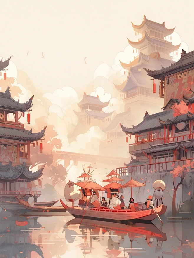 Ai绘画|正是江南好风景，落花时节又逢君。-花瓣网