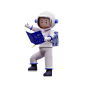 Astronaut Reading A Book  3D Illustration