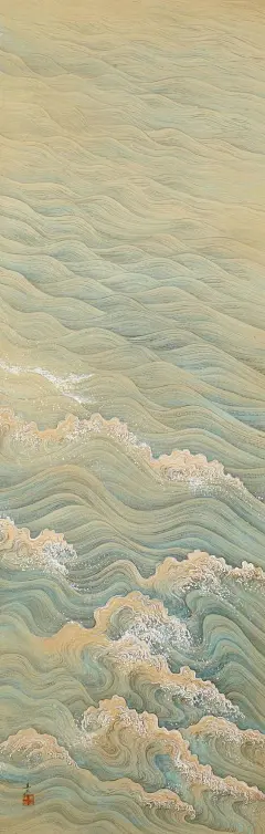 Painting of Waves by Takata Kiseki | From a unique collection of antique and modern paintings and screens at https://www.1stdibs.com/furniture/asian-art-furniture/paintings-screens/: 