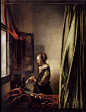 扬·弗美尔油画人物作品欣赏《窗边读信的少女》完整版高清图片