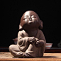 Handpainted Cute Buddha Ceramic Figurine Tea Pet