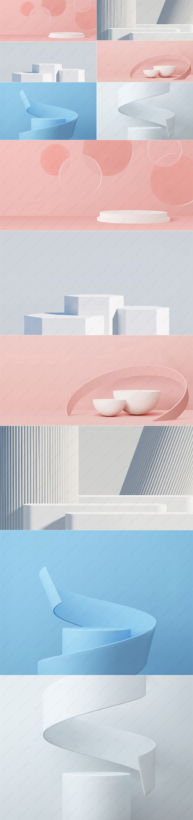6款原始几何淡色产品展示台矢量EPS背景...