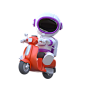 宇航员骑摩托车 3D 插图