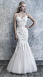 madison james 2019 bridal strapless sweetheart neckline heavily embellished bodice romantic mermaid wedding dress mid back chapel train (505) mv