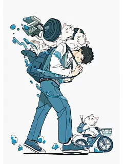 插画鉴赏NO.89｜清爽少年的爱猫日常 - 小红书