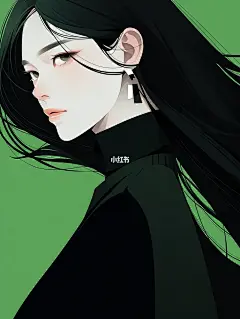 极简美学｜女生插画头像｜绿色系⑧