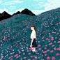 art Flowers ILLUSTRATION  mountain