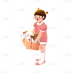卡通感儿童节女孩元素贴纸