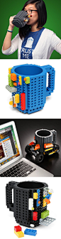 Build Yourself A New Mug Design Every Morning With The Lego Mug. Compatible with Lego, Pixelblocks, Mega Bloks, KRE-O And K'NEX.