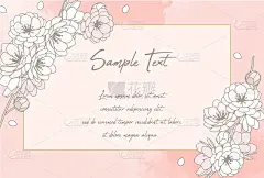 花，花，框架，简单，水彩画