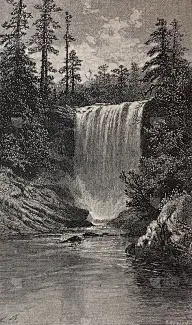 古董插图- Cullasaga瀑布-北卡罗来纳州