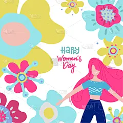 妇女问题,绘画插图,幸福,白昼,矢量,抽象,贺卡,举起手,文字,花