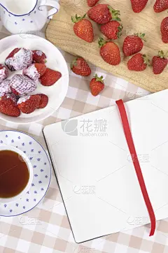 食谱,草莓,空白的,桌布,格子图案,练习本,书签,书页,任务清单,餐具