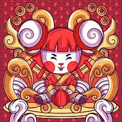 卡通手绘国潮复古新年春节12十二生肖动物兔子矢量插画ai设计素材-淘宝网
