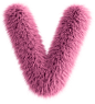 Pink 3D Fluffy Letter V