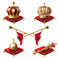 皇冠王冠权杖图案元素矢量图素材