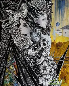 Julliane 手绘插画欣赏 黑白插画 黑白 骷髅 装饰插画 神话 涂鸦 手绘 圣经 