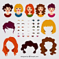 Avatares femeninos y pack de elementos Vector Gratis，DIY，女