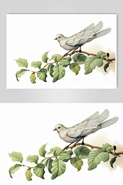 AI数字艺术展翅飞翔的和平鸽插画
