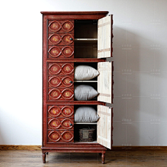 古朴彩漆家具采集到民国风中式做旧松木衣柜