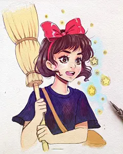 马克笔手绘少女插画，荧光配色，鲜艳夺目！