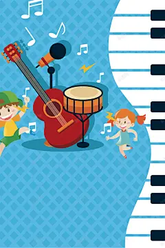 卡通创意暑期音乐培训海报 高清背景 背景 设计图片 免费下载 页面网页 平面电商 创意素材