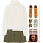 A fashion look from October 2015 featuring white shirt, pleated skirt and brown boots. Browse and shop related looks.