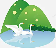 天鹅湖水插画高清素材 设计图片 免费下载 页面网页 平面电商 创意素材 png素材