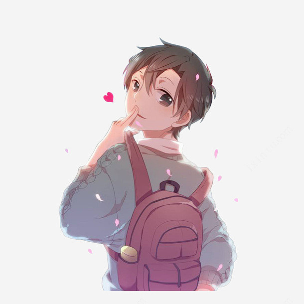 卡通浪漫花瓣男生飞吻插画高清素材 页面 ...