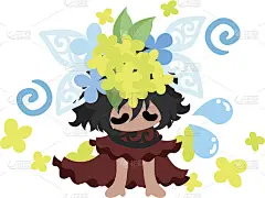 可爱的女孩和黄色的花