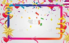 紫色气球，五彩纸屑概念设计派对，庆祝矢量插图。