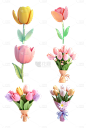 植物通用软3D郁金香鲜花花朵元素素材