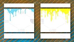 商业纸模板抽象几何素描橙和蓝色曲线艺术