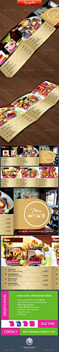 3 Fold Square Cafe Restaurant Menu - Food Menus Print Templates