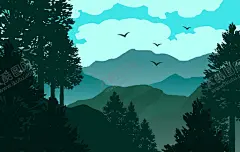 风景剪影 【酷图网】风景剪影,风景壁纸,风景背景,AI设计素材,AI矢量图