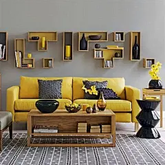 Yellow and Grey living room: